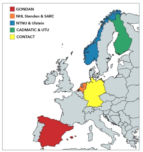 Map of the SEUS consortium partner locations across Norway, Finland, the Netherlands, Germany and Spain